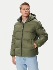 Tommy Jeans Kurtka puchowa Essential DM0DM19786 Khaki Regular Fit. Brązowe kurtki Tommy Jeans, m, bez wzorów, z jeansu, bez kaptura. Za 1,099.00 zł.