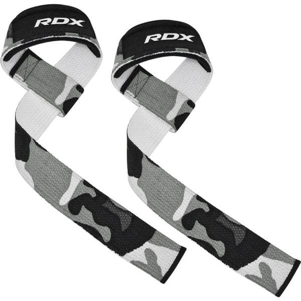 Paski do podnoszenia ciężarów RDX W1 Weight Training Wrist Straps. Szare paski RDX SPORTS, bez wzorów, sportowe. Za 49.99 zł.
