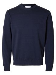SELECTED HOMME Sweter w kolorze granatowym rozmiar: M. Niebieskie swetry nierozpinane Selected Homme, m, bez wzorów, z bawełny, bez kołnierzyka, bez ramiączek. Za 119.40 zł.