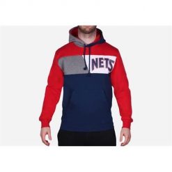 Bluza sportowa męska Mitchell & Ness New Jersey Nets. Czerwone bluzy z kapturem Mitchell & Ness, m, bez wzorów, z jersey, z kapturem. Za 521.00 zł.