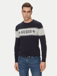 Guess Sweter M5GR05 Z3MI1 Granatowy Regular Fit. Niebieskie swetry rozpinane Guess, m, z aplikacjami, z bawełny, bez kołnierzyka, bez ramiączek. Za 229.99 zł.