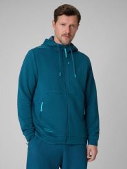 4F Bluza treningowa regular z kapturem męska - granatowa L. Niebieskie bluzy 4F, l, bez wzorów, z kapturem. Za 249.99 zł.