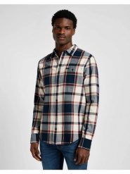 MĘSKA KOSZULA KRATA LEE LEESURE SHIRT BLUE 112355726. Niebieskie koszule Lee, m, bez wzorów, bez kołnierzyka, bez ramiączek. Za 129.99 zł.