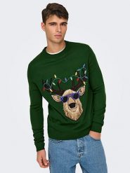 ONLY & SONS Sweter w kolorze zielonym rozmiar: L. Zielone swetry nierozpinane Only & Sons, l, bez wzorów, bez kołnierzyka, bez ramiączek. Za 105.63 zł.