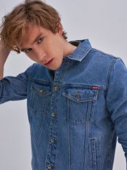 Kurtka męska jeansowa niebieska Carl 295. Niebieskie kurtki BIG STAR, l, bez wzorów, z dresówki, bez kaptura. W wyprzedaży za 269.99 zł.