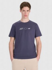 4F T-shirt regular z nadrukiem męski - szary XL. Szare t-shirty 4F, m, bez wzorów, z bawełny, bez kołnierzyka, bez ramiączek. Za 59.99 zł.