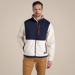 Polar Craghoppers Montadale Hybrid. Białe bluzy z polaru Craghoppers, bez wzorów, z polaru, bez kaptura. W wyprzedaży za 295.85 zł.
