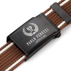 Pasek parciany PAOLO PERUZZI PW-08-105 CM brązowy. Brązowe paski Paolo Peruzzi, bez wzorów, z materiału. Za 34.99 zł.