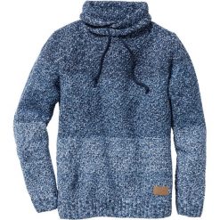 Sweter z szalowym kołnierzem Slim Fit bonprix niebieski melanż. Swetry nierozpinane marki bonprix. Za 69.99 zł.