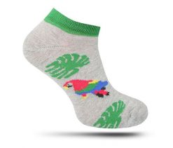 Skarpetki, Stopki, Szare w Kolorowe Papugi, ARA, Casualowe, Krótkie -EM Men's Accessories. Szare skarpety Em men's accessories, bez wzorów, z bawełny. Za 19.99 zł.