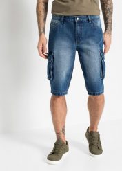 Bermudy dżinsowe bojówki, Relaxed Fit. Niebieskie jeansy bonprix, m. Za 134.99 zł.