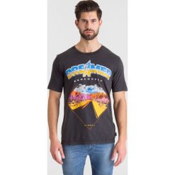 Grafitowy męski t-shirt T-Just z wielokolorowym nadrukiem. Szare t-shirty Diesel, l, bez wzorów, z bawełny, bez kołnierzyka, bez ramiączek. Za 90.00 zł.