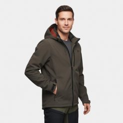 Kurtka męska softshell Alpinus Roignais. Brązowe kurtki Alpinus, na jesień, m, bez wzorów, z softshellu, bez kaptura. Za 399.00 zł.