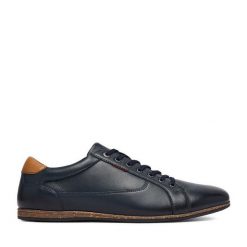 Półbuty Lasocki. Niebieskie eleganckie półbuty Lasocki, bez wzorów, bez obcasa, bez zapięcia. Za 229.99 zł.