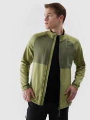 4F Bluza do biegania w terenie rozpinana bez kaptura męska - oliwkowa M. Brązowe bluzy bez kaptura 4F, m, bez wzorów, z dzianiny, bez kaptura. W wyprzedaży za 99.99 zł.