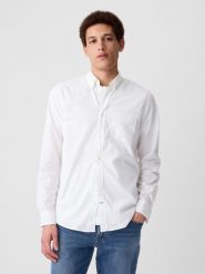 GAP Koszula - Slim fit - w kolorze białym rozmiar: M. Białe koszule GAP, m, bez wzorów, bez kołnierzyka, bez ramiączek. Za 96.14 zł.