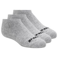 Skarpetki sportowe dla dorosłych 3pk Unisex Non Terry No Show. Szare skarpetki sportowe Skechers, bez wzorów, z bawełny. Za 39.99 zł.