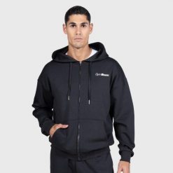 Bluza męska fitness na zamek z kapturem grafitowa Relay. Czarne bluzy z kapturem GYMBEAM, l, bez wzorów, z bawełny, z kapturem. Za 151.90 zł.