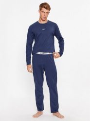 Guess Piżama U2BX00 KBZG0 Niebieski Regular Fit. Niebieskie piżamy Guess, m, z aplikacjami, z bawełny, bez ramiączek. Za 295.00 zł.