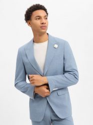 BOSS marynarka z zestawu modułowego z domieszką wełny owczej Mężczyźni Slim Fit wełna ze strzyży niebieski, 50. Niebieskie garnitury Boss, m, bez wzorów, z wełny. Za 1,299.95 zł.
