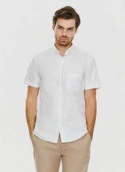 Koszula męska P24SF-1K-001-B. Białe koszule Pako Lorente, m, bez wzorów, bez kołnierzyka, bez ramiączek. Za 69.99 zł.