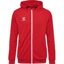 Poliestrowa bluza dresowa z kapturem i zamkiem błyskawicznym Hummel Authentic. Czerwone bluzy Hummel, bez wzorów, z dresówki, z kapturem. Za 277.50 zł.