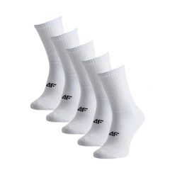 Skarpety męskie 4F 5-pak, bawełniane, bezszwowe, ponad kostkę. Białe skarpety 4F, bez wzorów, z bawełny. Za 58.99 zł.