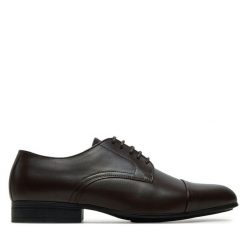 Półbuty Calvin Klein. Brązowe eleganckie półbuty CALVIN KLEIN, bez wzorów, bez obcasa, bez zapięcia. Za 409.99 zł.