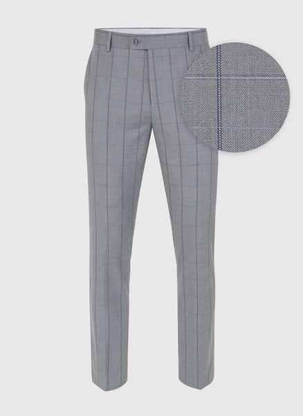 PAKO LORENTE – Szare spodnie garniturowe w kratę Windowpane. Szare eleganckie spodnie Pako Lorente, bez wzorów, z elastanu. Za 149.99 zł.