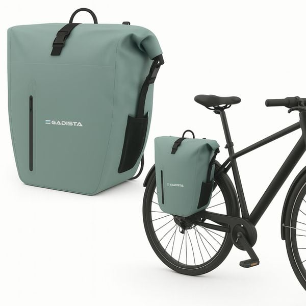Tylna torba rowerowa GADISTA z paskiem na ramię w kolorze szałwiowym. Zielone torby na laptopa GADISTA. Za 256.99 zł.