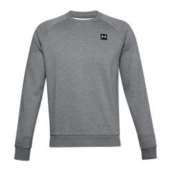 Bluza fitness męska Under Armour Rival Fleece Crew. Szare bluzy Under Armour, m, bez wzorów, bez kaptura. Za 129.99 zł.