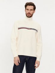 Tommy Hilfiger Sweter Global Stripe MW0MW33508 Beżowy Regular Fit. Brązowe swetry rozpinane Tommy Hilfiger, m, bez wzorów, z bawełny, bez kołnierzyka, bez ramiączek. Za 799.99 zł.