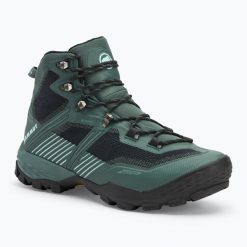 Buty trekkingowe męskie Mammut Ducan II High GTX deep. Zielone buty turystyczne Mammut, bez wzorów, bez zapięcia, trekkingowe. Za 839.99 zł.