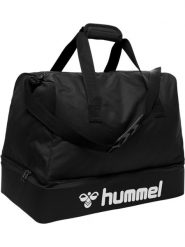 Torba piłkarska dla dorosłych rozmiar Hummel Core Football Bag. Czarne torby na ramię Hummel, bez wzorów, z materiału, na ramię, duże, bez dodatków. Za 109.99 zł.