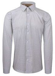 Bawełniana Koszula Elegancka, Slim - Victorio - Brązowo-Niebieski Drobny Wzór. Brązowe koszule Victorio, uniwersalny, bez wzorów, z bawełny, bez kołnierzyka, bez ramiączek. Za 209.00 zł.