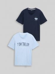 Męska Koszulka Tom Tailor Doublepack T-shirt Light Powder Blue 1048076 21068. Niebieskie t-shirty Tom Tailor, m, bez wzorów, bez kołnierzyka, bez ramiączek. Za 89.99 zł.