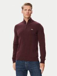 Lacoste Sweter AH1980 Bordowy Classic Fit. Czerwone swetry rozpinane LACOSTE, m, bez wzorów, z bawełny, bez kołnierzyka, bez ramiączek. Za 664.99 zł.