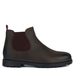 Sztyblety Geox. Brązowe botki sznurowane Geox, bez wzorów, bez obcasa, bez zapięcia. Za 569.99 zł.