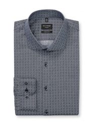 OLYMP Koszula "No 6" - Super Slim - w kolorze granatowo-białym rozmiar: 38. Białe koszule Olymp, bez wzorów, z bawełny, bez kołnierzyka, bez ramiączek. Za 118.28 zł.