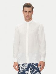 Tommy Hilfiger Koszula MW0MW39271 Biały Regular Fit. Białe koszule Tommy Hilfiger, m, bez wzorów, ze lnu, bez kołnierzyka, bez ramiączek. Za 379.99 zł.