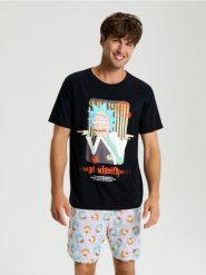 Piżama dwuczęściowa Rick & Morty - czarny. Czarne piżamy Sinsay, l, bez wzorów, bez ramiączek. Za 49.99 zł.
