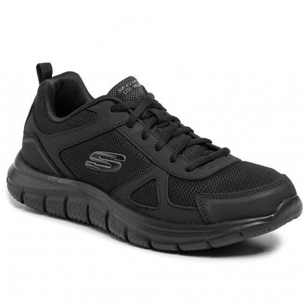 Buty do chodzenia męskie Skechers Trackscloric. Czarne buty do biegania Skechers, bez wzorów, z materiału, bez zapięcia, do biegania. Za 249.99 zł.