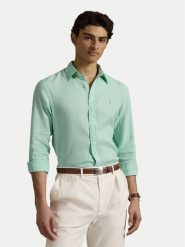 Polo Ralph Lauren Koszula 710968915001 Zielony Slim Fit. Zielone koszule Polo Ralph Lauren, m, bez wzorów, ze lnu, bez kołnierzyka, bez ramiączek. Za 709.99 zł.