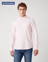 MĘSKA KOSZULA WRANGLER LS 1 PKT BUTTON DOWN SILVER PINK W5A3BMXTU 112130024. Różowe koszule Wrangler, l, bez wzorów, bez kołnierzyka, bez ramiączek. Za 129.99 zł.