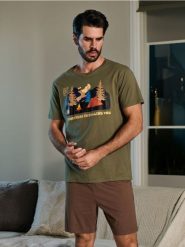 Piżama dwuczęściowa - khaki. Brązowe piżamy Sinsay, l, bez wzorów, bez ramiączek. Za 39.99 zł.