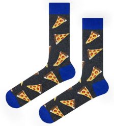 Tematyczne Skarpetki Bawełniane - Pizza na Szarym Tle. Szare skarpety His Story, bez wzorów, z bawełny. Za 29.99 zł.