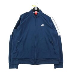 Second life - Kurtka męska białe paski na rękawach - Stan dobry. Niebieskie kurtki Nike, l, bez wzorów, z dresówki, bez kaptura. Za 146.96 zł.