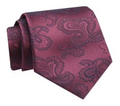 Krawat - ALTIES - Bordo z Orientalnym Wzorem. Czerwone krawaty i muchy Alties, bez wzorów, z tkaniny. Za 49.00 zł.