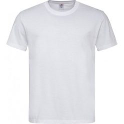 Biały Bawełniany T-Shirt Męski Bez Nadruku -STEDMAN- Koszulka, Krótki Rękaw, Basic, U-neck. Białe bluzki z długim rękawem Stedman, l, bez wzorów, z bawełny, bez kołnierzyka, bez ramiączek. Za 40.00 zł.
