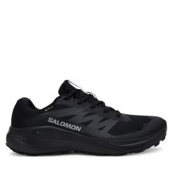 Buty do biegania Salomon. Czarne buty do biegania Salomon, bez wzorów, z gore-texu, bez zapięcia, do biegania, gore-tex. Za 399.99 zł.